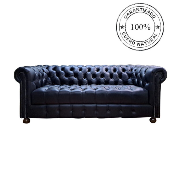 SOFÁ CHESTERFIELD CAPITONÉ NEGRO DE 200cm