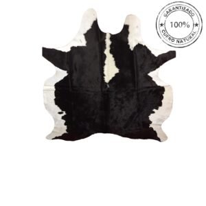 Alfombra de Piel Color Negra con Bordes Blancos (1046)